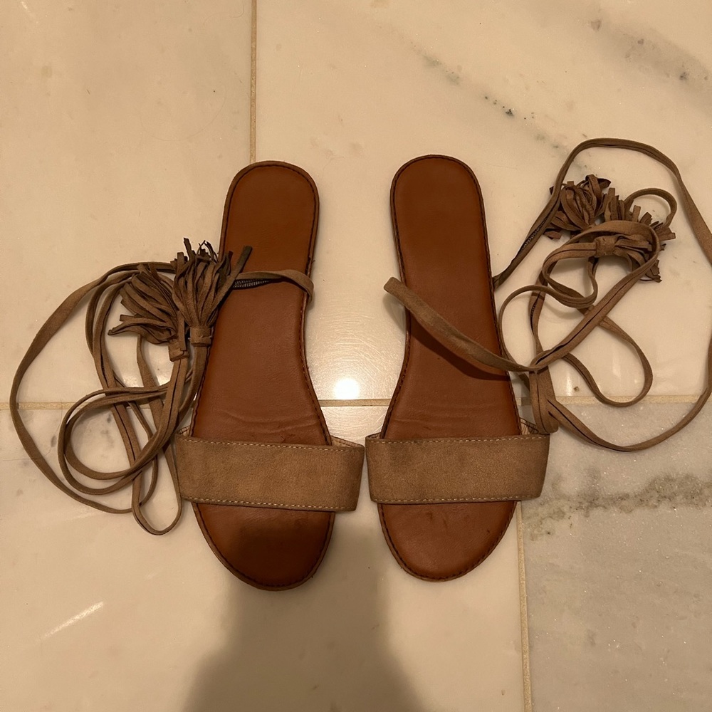 suede ankle lace up sandals